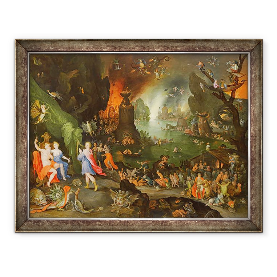 Tablou inramat - Jan Brueghel the Elder - Orfeu cu o harpa cantand la Pluto si Persefona in Lumea de Dincolo, 70 x 90 cm