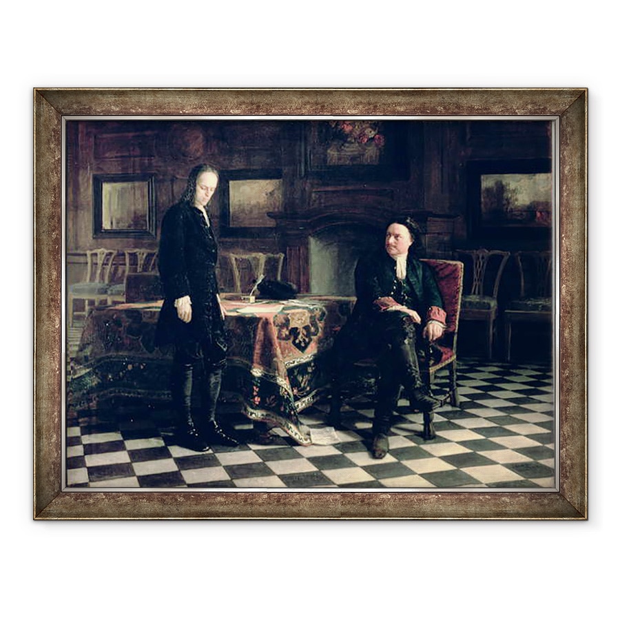 Tablou inramat - Ge - Petru cel Mare il interogheaza pe tarevici Alexei Petrovici la Peterhof, 70 x 90 cm