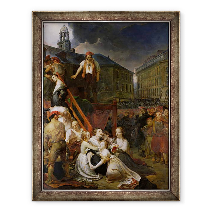 Tablou inramat - Auguste Hyacinthe Debay - Episodul din Place du Bouffay, Nantes, 1793, 60 x 80 cm
