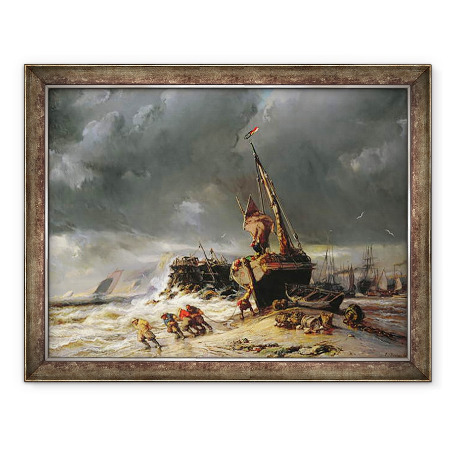 Tablou inramat - Louis Eugene Gabriel Isabey - Mareea scazuta, 60 x 80 cm