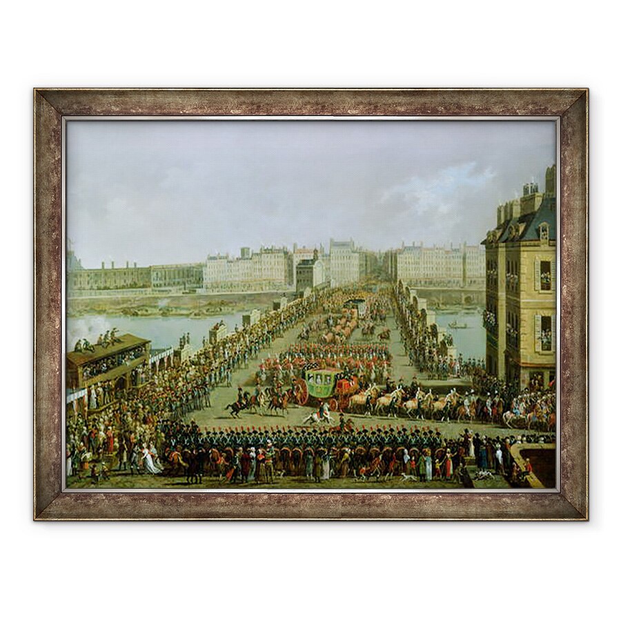 Tablou inramat - Jacques Bertaux - Procesiunea imperiala revenind la Notre Dame pentru ceremonia sacra din 2 decembrie 1804, 60 x 80 cm