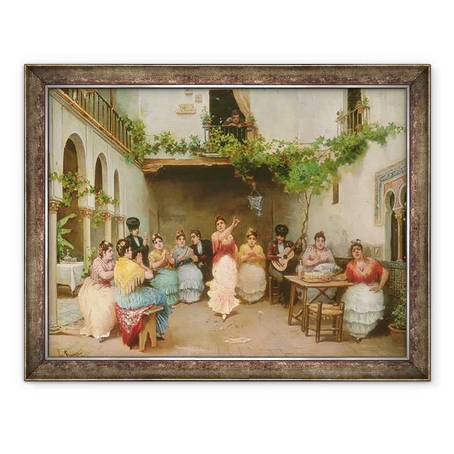 Tablou inramat - Jose Ruiz Blasco - Adunarea in jurul dansatorului spaniol din Sevilla, 60 x 80 cm