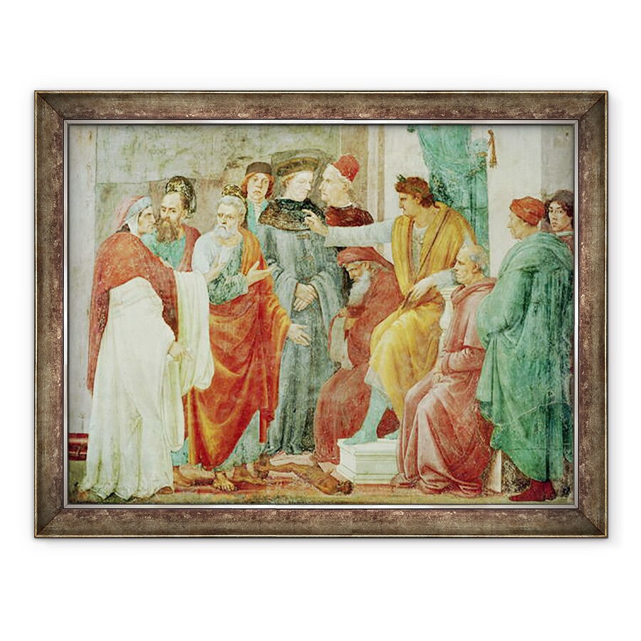 Tablou inramat - Filippino Lippi - Disputa cu Simon Mago Nero Enthroned, nivelul inferior al zidului din dreapta altarului, 60 x 80 cm