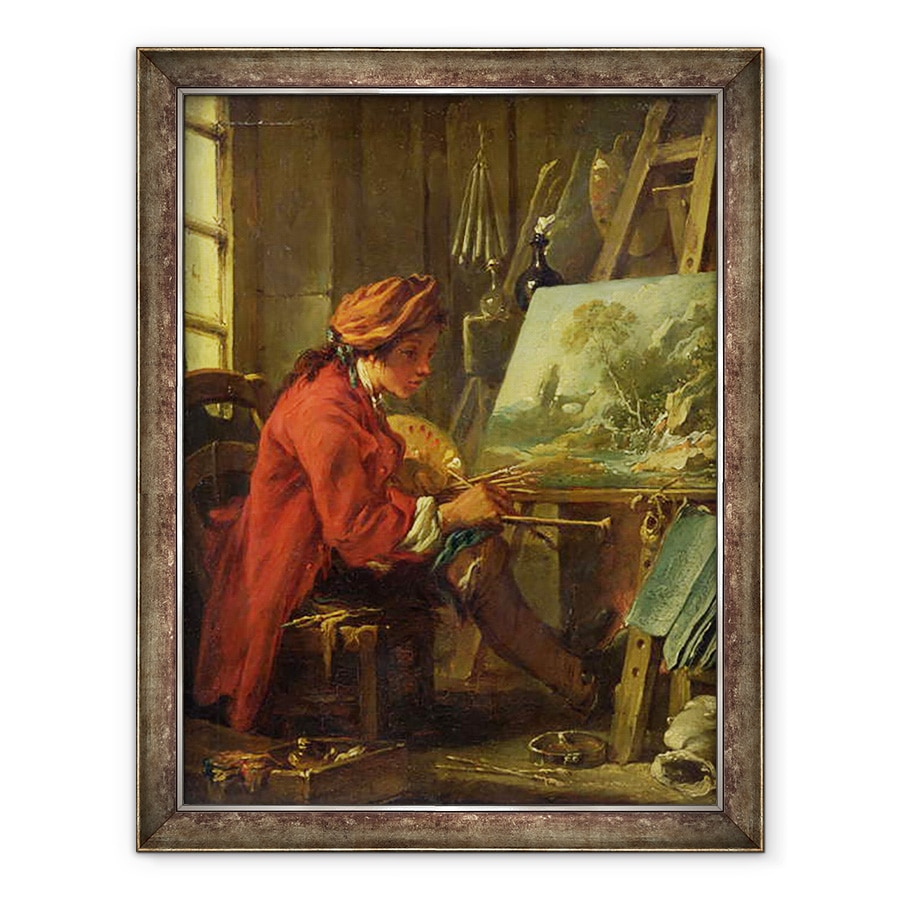 Tablou inramat - Francois Boucher - Pictorul in studioul sau, 60 x 80 cm