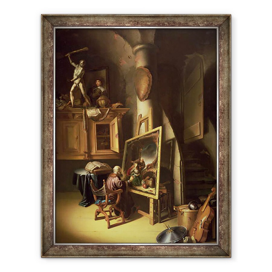 Tablou inramat - Scoala olandeza - Un artist in studioul sau, 60 x 80 cm