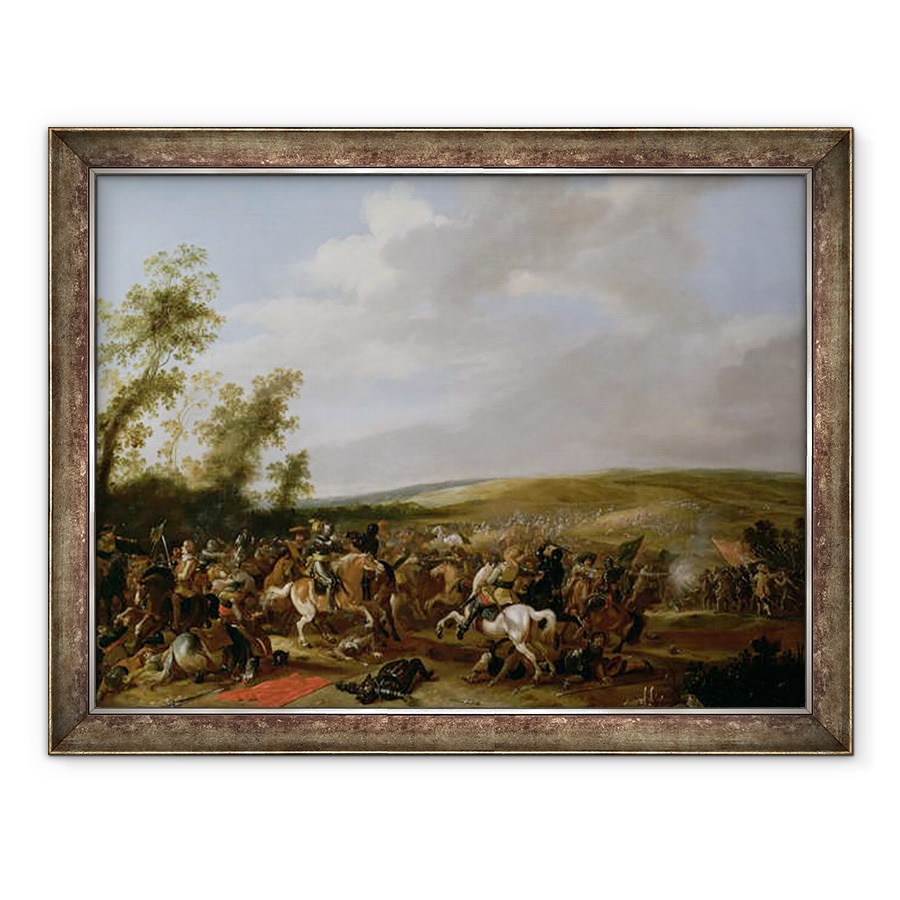 Tablou inramat - Palamedes Palamedesz - Scene de lupta la Lutzen intre regele Gustavus Adolfus al Suediei impotriva trupelor de Wallenstein, 60 x 80 cm