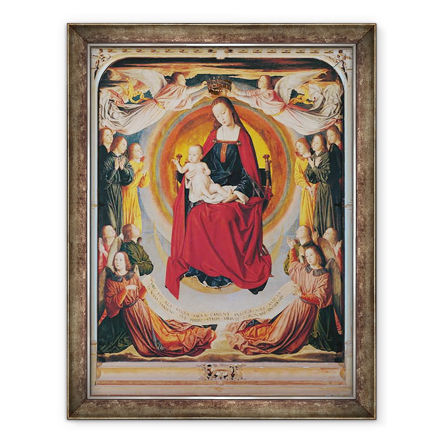 Tablou inramat - Master of Moulins - incoronarea Fecioarei, panoul central din Altarul Bourbon, 60 x 80 cm