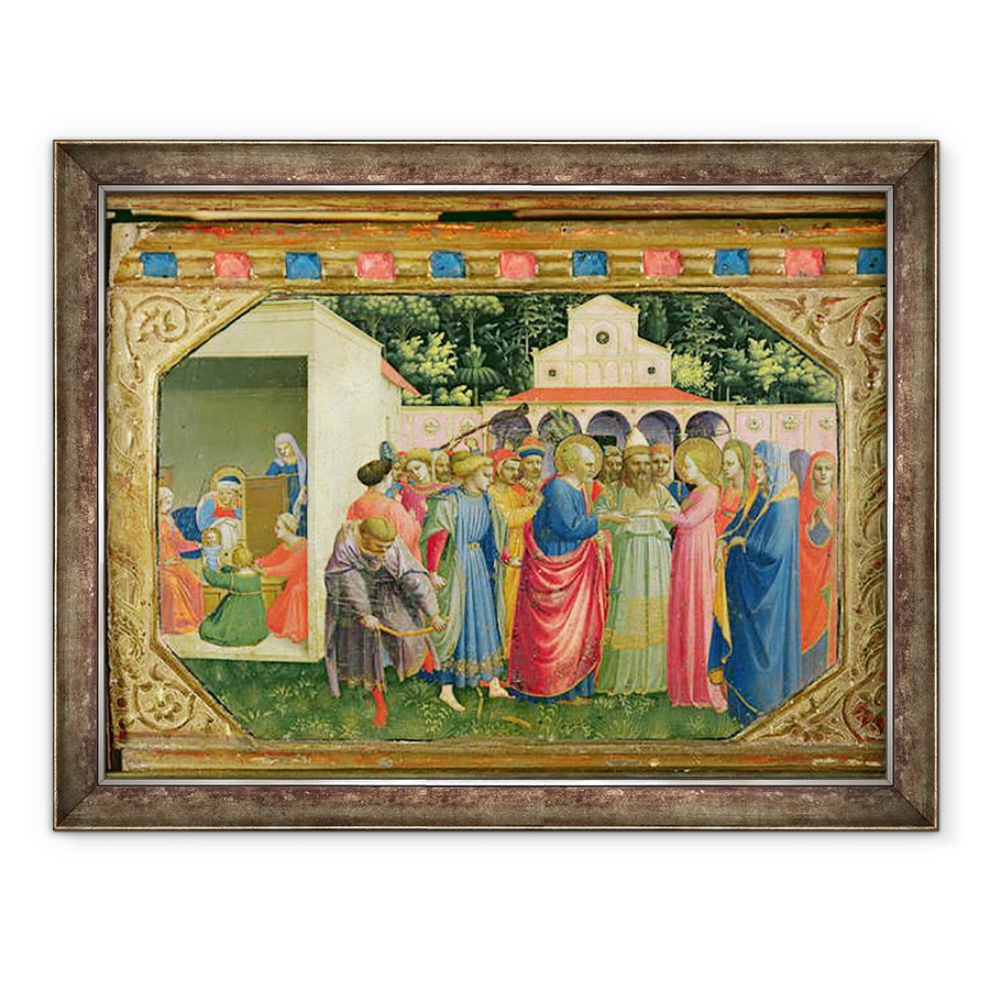 Tablou inramat - Fra Angelico - Nasterea si casatoria Fecioarei, din predella altarpiei Buna Vestire, 60 x 80 cm