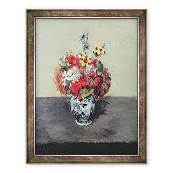 Tablou inramat - Paul Cezanne - Flori intr-o vaza Delft, 60 x 80 cm Tablou inramat - Paul Cezanne - Flori intr-o vaza Delft, 60 x 80 cm