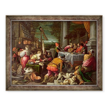 Tablou inramat - Leandro da Ponte Bassano - Bogatul si Lazar, 60 x 80 cm Tablou inramat - Leandro da Ponte Bassano - Bogatul si Lazar, 60 x 80 cm