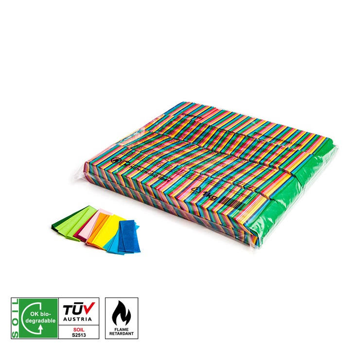 Punga 1 kg confetti MULTICOLOR Magic FX forma dreptunghiulara 55*17 mm