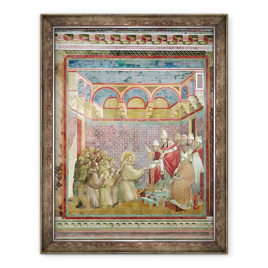 Tablou inramat - Giotto di Bondone - Sfantul Francisc primeste aprobarea Regula Prima de la Papa Inocent al III-lea 1160-1216 in 1210, 60 x 80 cm