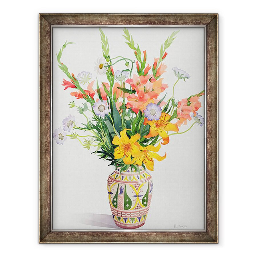 Tablou inramat - Christopher Ryland - Flori portocalii si albastre intr-o vaza marocan, 60 x 80 cm