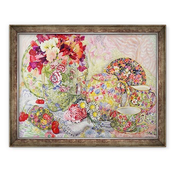 Tablou inramat - Joan Thewsey - Mazare dulce cu Flori Antice China si Cirese, 60 x 80 cm Tablou inramat - Joan Thewsey - Mazare dulce cu Flori Antice China si Cirese, 60 x 80 cm