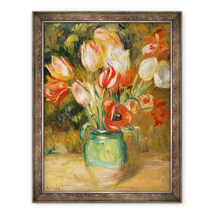 Tablou inramat - Pierre Auguste Renoir - Lalele intr-o vaza, 60 x 80 cm