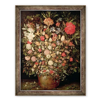 Tablou inramat - Jan Brueghel the Elder - Buchet mare de flori intr-o cada de lemn, 1606-07, 70 x 90 cm Tablou inramat - Jan Brueghel the Elder - Buchet mare de flori intr-o cada de lemn, 1606-07, 70 x 90 cm