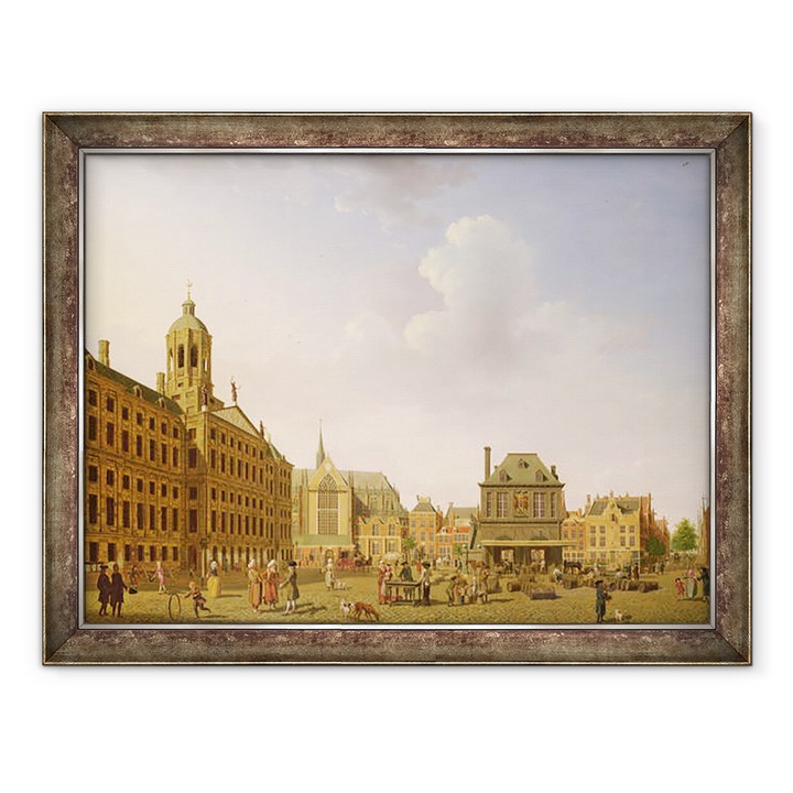 Tablou inramat - Isaak Ouwater - Piata Dam - Amsterdam, 70 x 90 cm