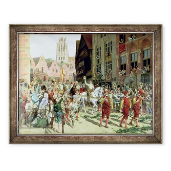 Tablou inramat - Lucien Alphonse Gros - Sosirea triumfala in Rotterdam a Printului Maurice de Orange-Nassau dupa batalia de la Nieuwpoort din 1600, 70 x 90 cm Tablou inramat - Lucien Alphonse Gros - Sosirea triumfala in Rotterdam a Printului Maurice de Orange-Nassau dupa batalia de la Nieuwpoort din 1600, 70 x 90 cm