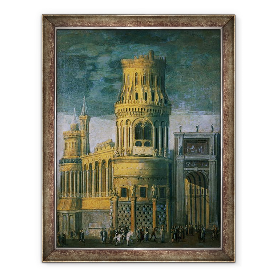 Tablou inramat - Francois de Nome - Fantezie arhitecturala care prezinta martiriul unui sfant feminin, 70 x 90 cm