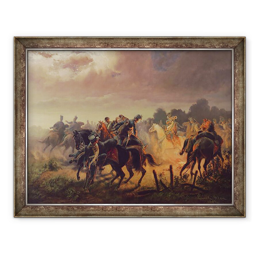 Tablou inramat - Wilhelm Emele - Alerta de noapte, avanpost husar in campania italiana 1848-49, 70 x 90 cm