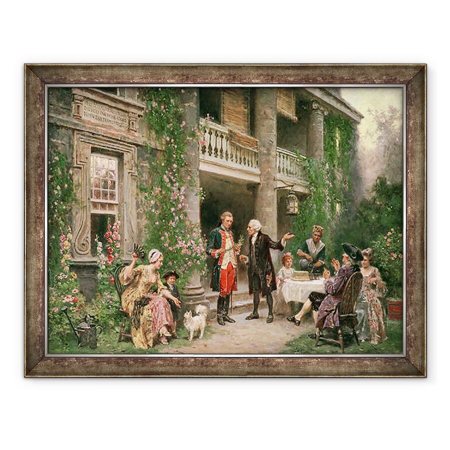 Tablou inramat - Jean Leon Gerome Ferris - George Washington viziteaza Gradina Bartrams in 1787, 70 x 90 cm