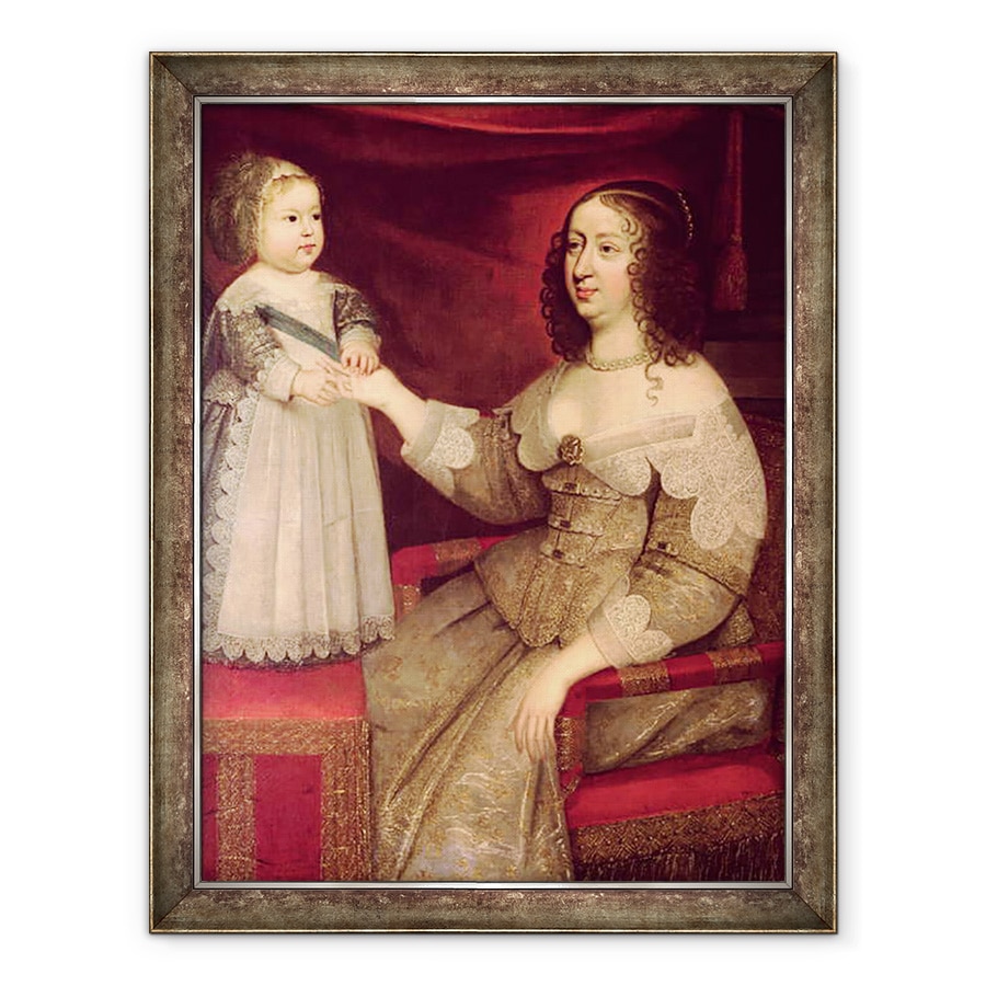 Tablou inramat - Scoala franceza - Anne de Austria 1601-66 impreuna cu fiul ei Ludovic al XIV-lea 1638-1715, 60 x 80 cm
