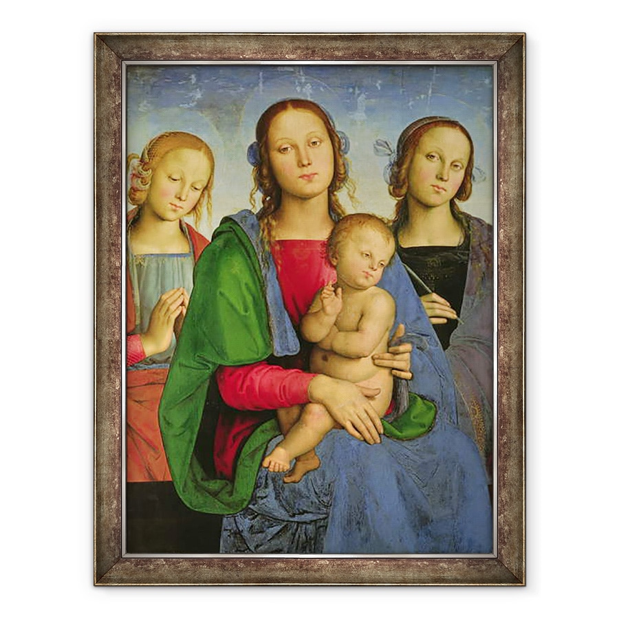 Tablou inramat - Pietro Perugino - Madonna si Copilul cu Sfanta Ecaterina si Sfanta Rosa, 70 x 90 cm