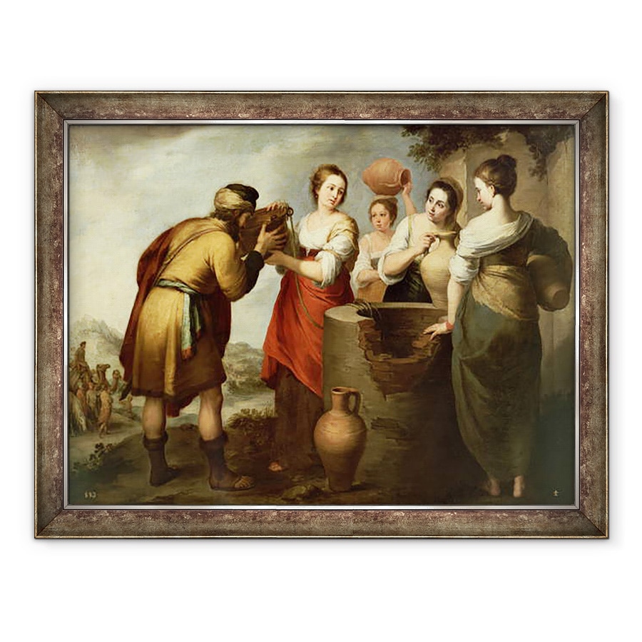 Tablou inramat - Bartolome Esteban Murillo - Rebecca si Eliezer la fantana, 60 x 80 cm