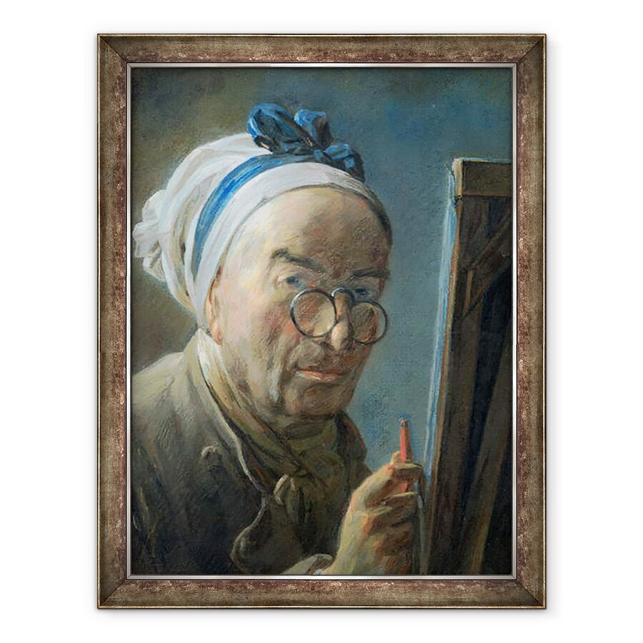 Tablou inramat - Jean-Baptiste Simeon Chardin - Autoportret cu un sevalet, 70 x 90 cm