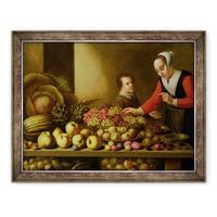 tablou inramat - floris van schooten - fata de vanzare struguri de la o masa mare incarcat cu fructe si legume 60 x 80 cm imagen 8_0_
0