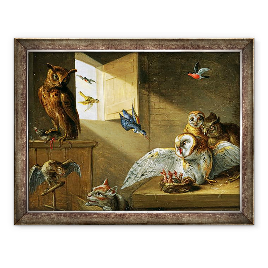 Tablou inramat - Jan van Kessel the Elder - O familie de bufnite, 70 x 90 cm