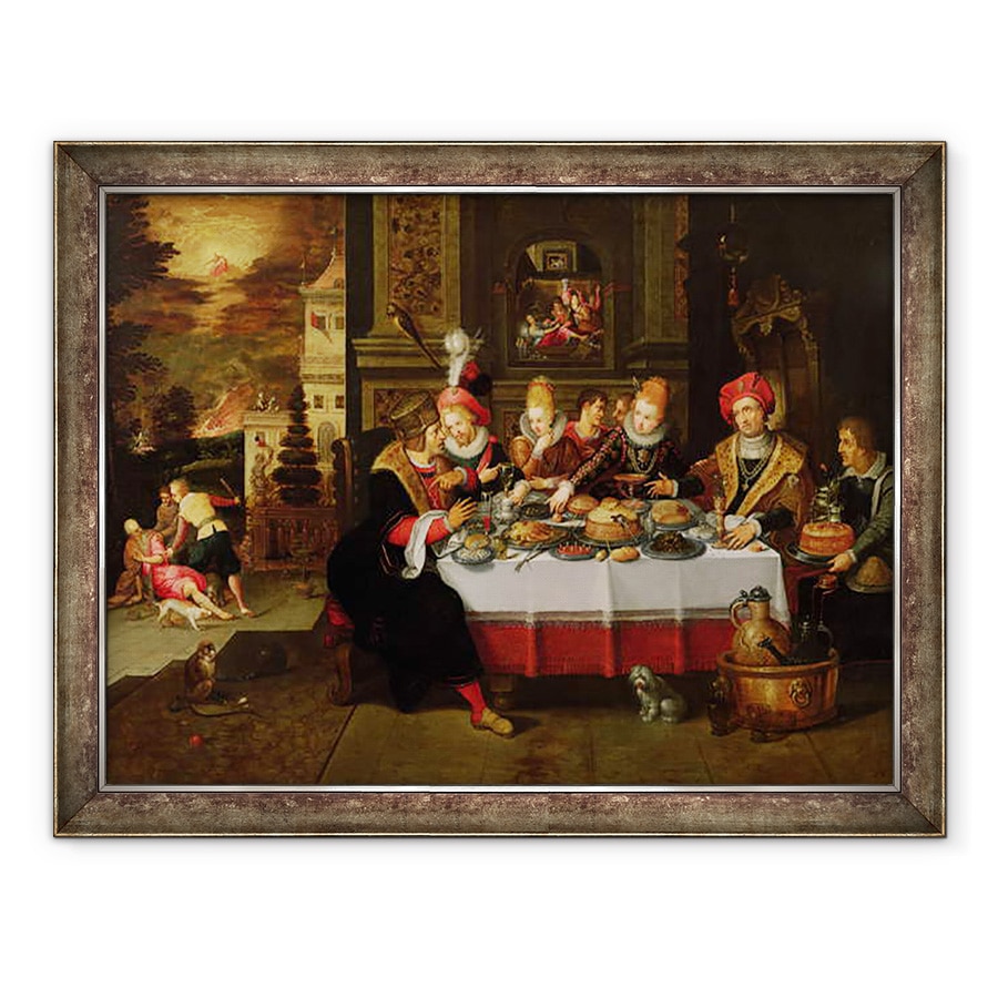 Tablou inramat - Gaspar van den Hoecke - Lazar si masa omului bogat din Luca al XVI-lea, 60 x 80 cm