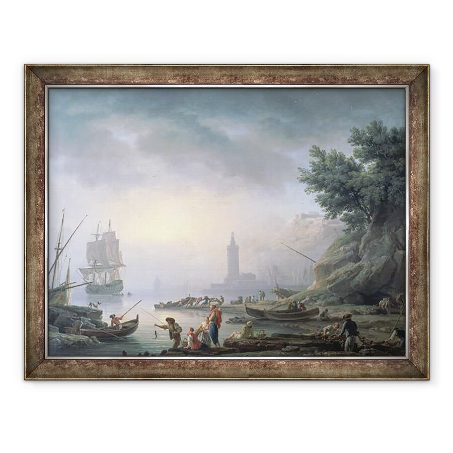 Tablou inramat - Claude Joseph Vernet - Portul maritim in zori, 70 x 90 cm