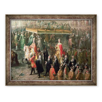 Tablou inramat - Martin II Mytens - Procesiunea de incoronare a lui Iosif al II-lea 1741-90 imparat al Germaniei, in Romerberg, 60 x 80 cm Tablou inramat - Martin II Mytens - Procesiunea de incoronare a lui Iosif al II-lea 1741-90 imparat al Germaniei, in Romerberg, 60 x 80 cm