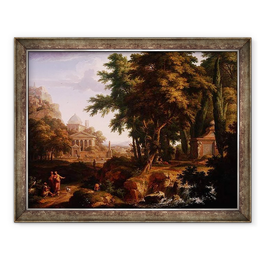 Tablou inramat - Jan van Huysum - Peisaj Arcadian cu Sfantul Petru si Sfantul Ioan Vindecarea Omului Infirm, 70 x 90 cm