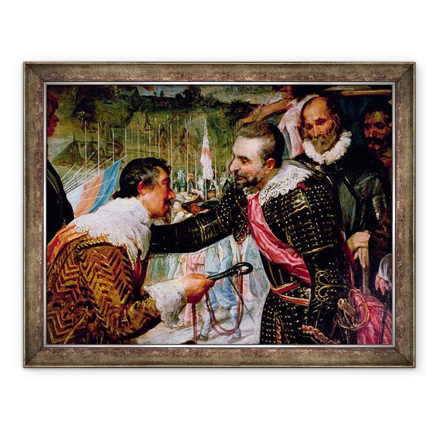 Tablou inramat - Diego Rodriguez de Silva y Velazquez - Predarea lui Breda 1625, detaliu al lui Justin de Nassau predarea cheilor lui Ambroise Spinola 1569-1630 pe 5 iunie 1625, 70 x 90 cm