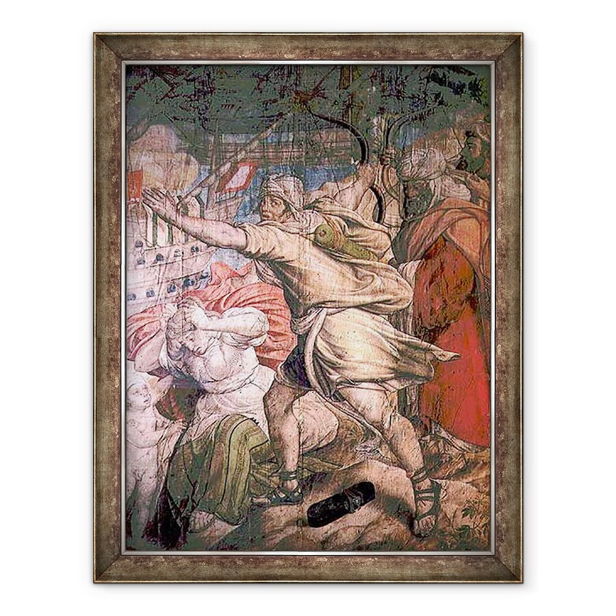 Tablou inramat - Jan Cornelisz Vermeyen - Campania lui Charles V impotriva turcilor, detaliu al unui arcas din Capturarea La Goletta, 70 x 90 cm