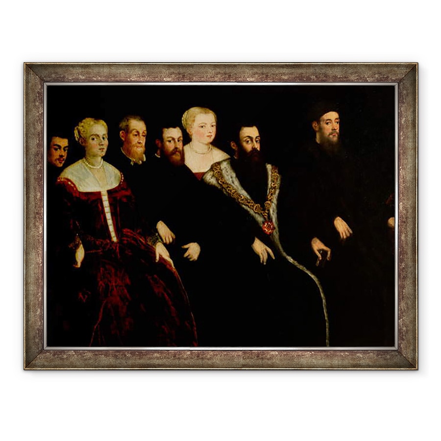 Tablou inramat - Jacopo Robusti Tintoretto - sapte membri ai familiei Soranzo, 60 x 80 cm