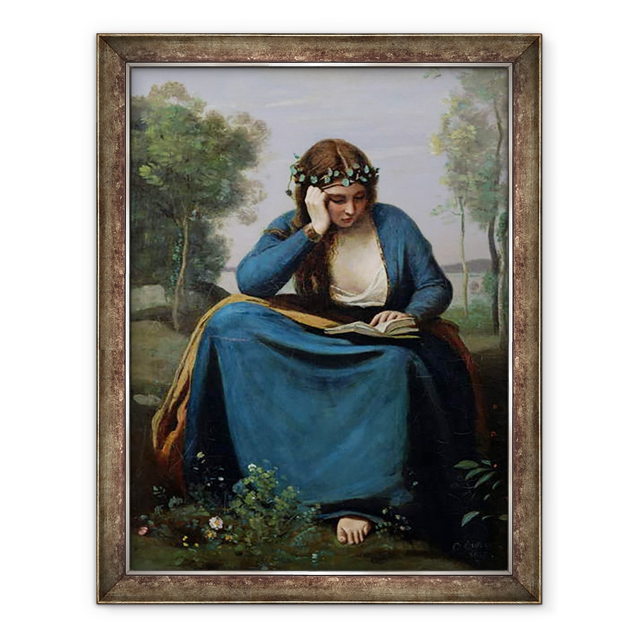 Tablou inramat - Jean Baptiste Camille Corot - Cititorul incoronat cu flori, sau muza lui Virgil, 60 x 80 cm