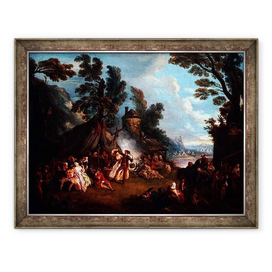 Tablou inramat - Jean-Baptiste Joseph Pater - Partidul in tabara armatei, 60 x 80 cm