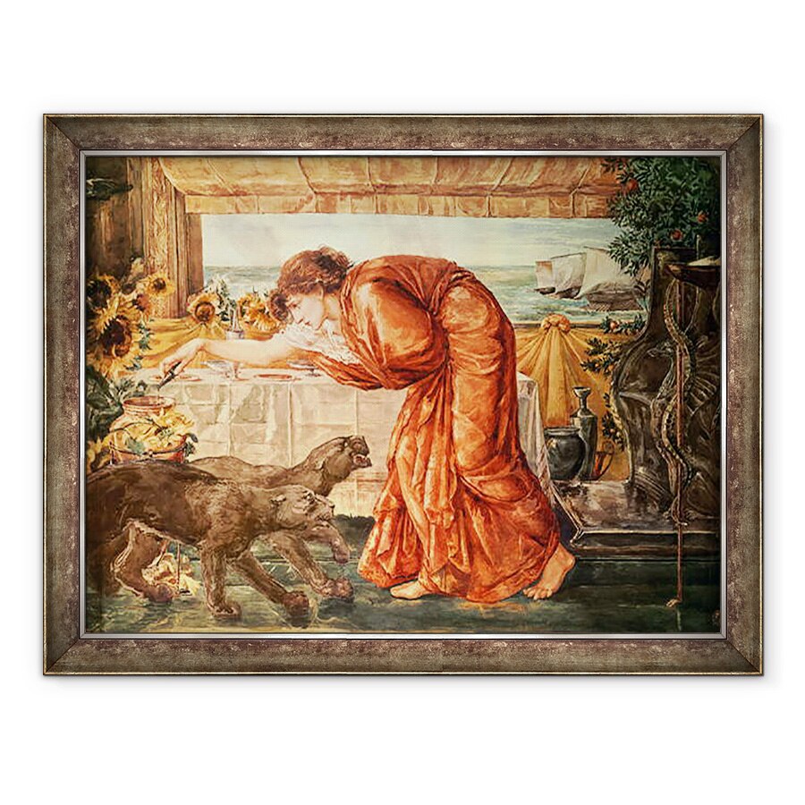 Tablou inramat - Edward Coley Burne-Jones - Circe turnand otrava intr-o vaza si asteptand sosirea lui Ulise, 60 x 80 cm
