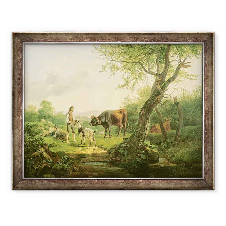 Tablou inramat - Friedrich Gauermann - Peisaj cu Pastor, 70 x 90 cm