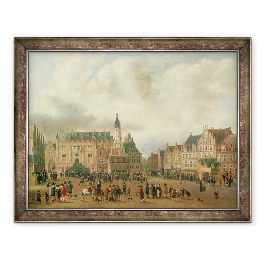 Tablou inramat - Gillis Rombouts - Anunt de pace de Breda in Grote Markt, Haarlem, 60 x 80 cm