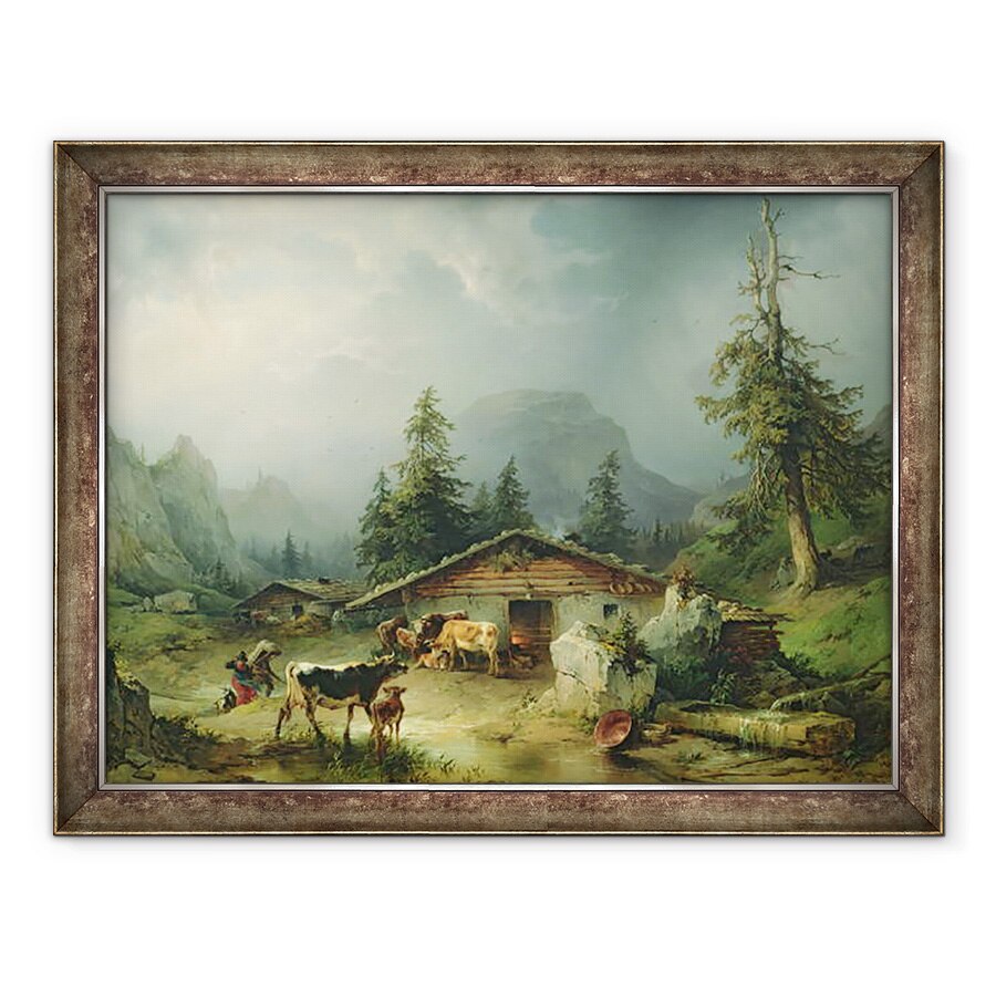 Tablou inramat - Friedrich Gauermann - Hut Alpine in Vremea ploioasa, 60 x 80 cm
