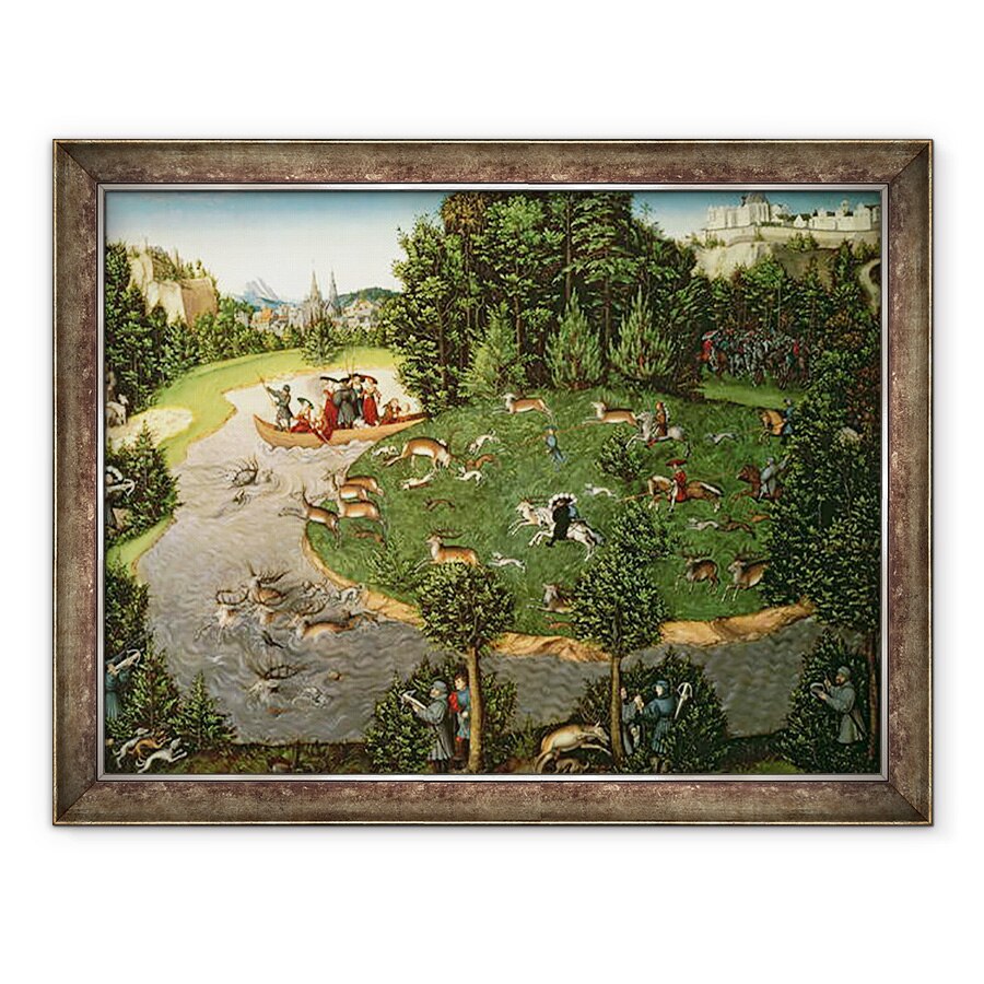 Tablou inramat - Lucas Cranach the Elder - Vanatoarea cerbului Elector Friedrich al III-lea intelept, 60 x 80 cm
