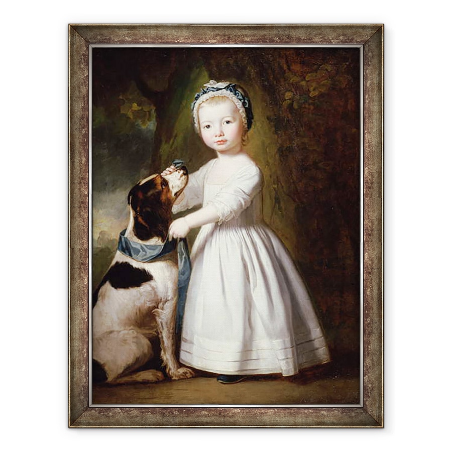 Tablou inramat - George Romney - Baiat mic cu un caine, 60 x 80 cm