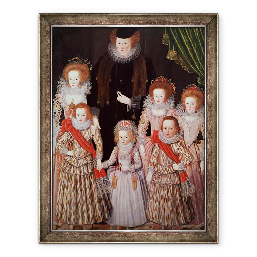 Tablou inramat - scoala engleza - Grupul Tasburgh, Lettice Cressy, Lady Tasburgh din Bodney, Norfolk si copiii ei, 60 x 80 cm