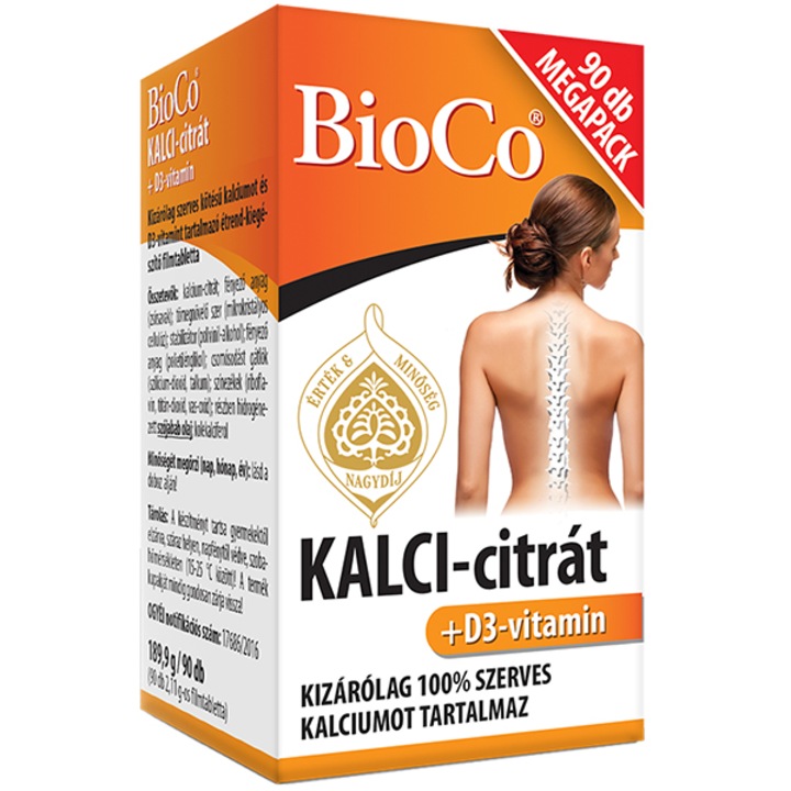 BioCo KALCI-citrát + D3-vitamin MEGAPACK filmtabletta, 90 db