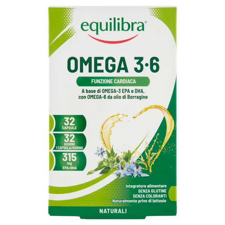 Omega 3-6, Supliment Alimentar Pentru Sistemul Cardiovascular, 32 Capsule moi, Equilibra
