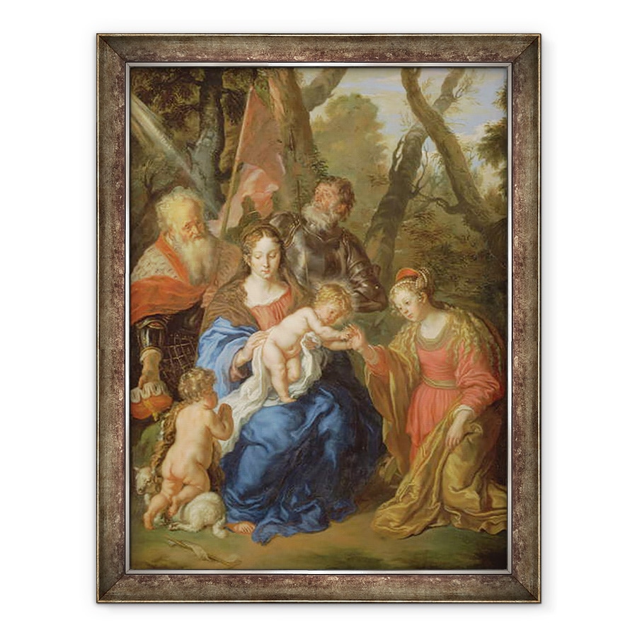 Tablou inramat - Joachim von Sandrart - Casatoria mistica a Sfintei Ecaterina, cu Sf. Leopold si Sf. William, 60 x 80 cm